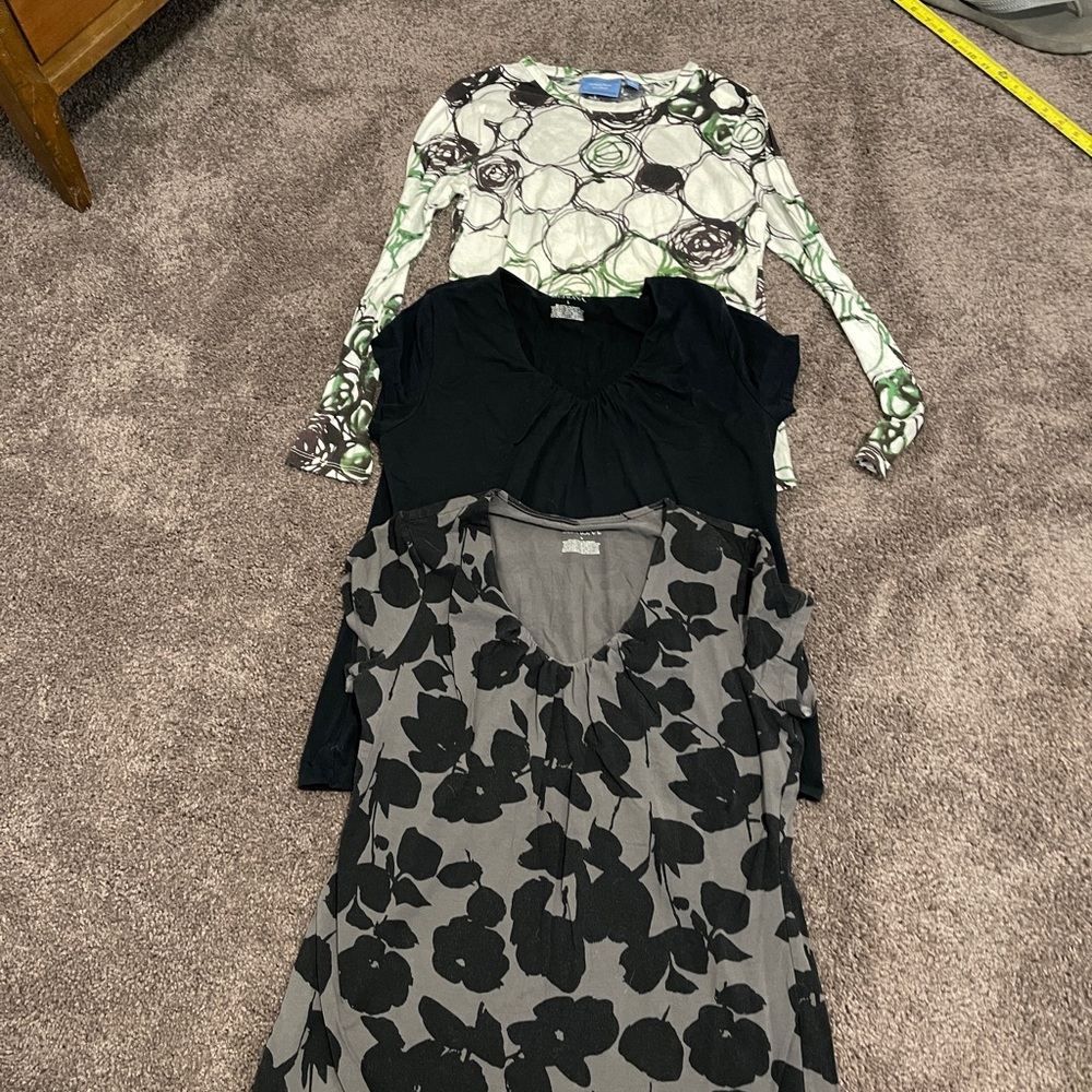 Print and Black Women's Top Set